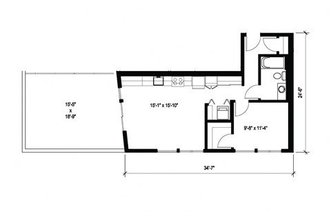 Stack House Apartments in Seattle, Washington 1x1 Floor Plan